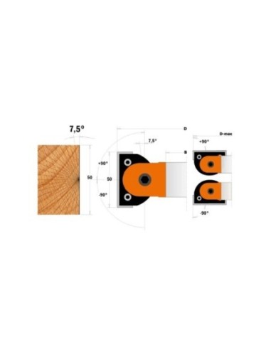 Testa portacoltelli professionale regolabile per smussi ±90°